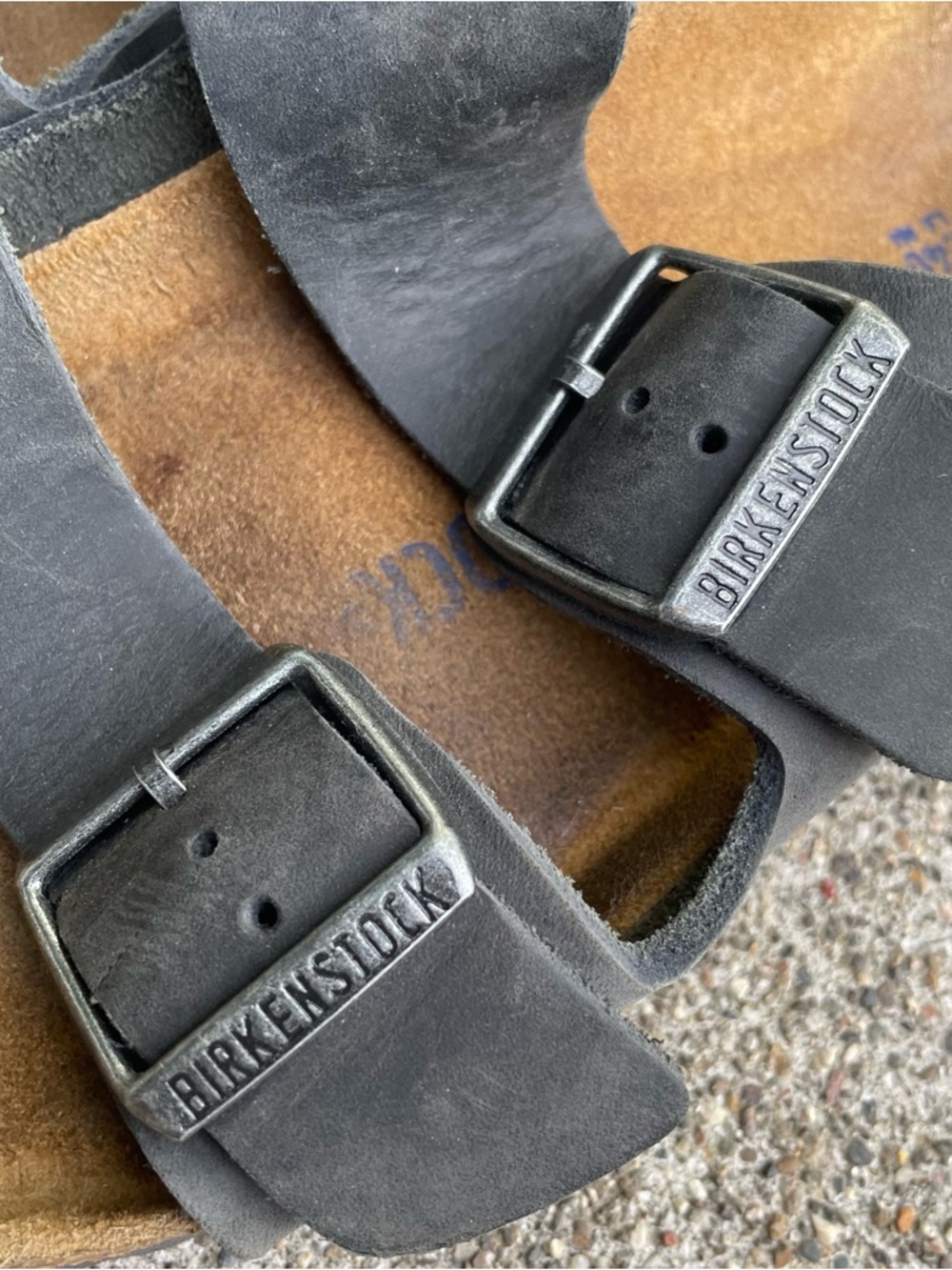Birkenstock Arizona Soft Footbed Sandals Gray Leather Shoes Size 37 EU Womens 6 - Picture 2 of 16